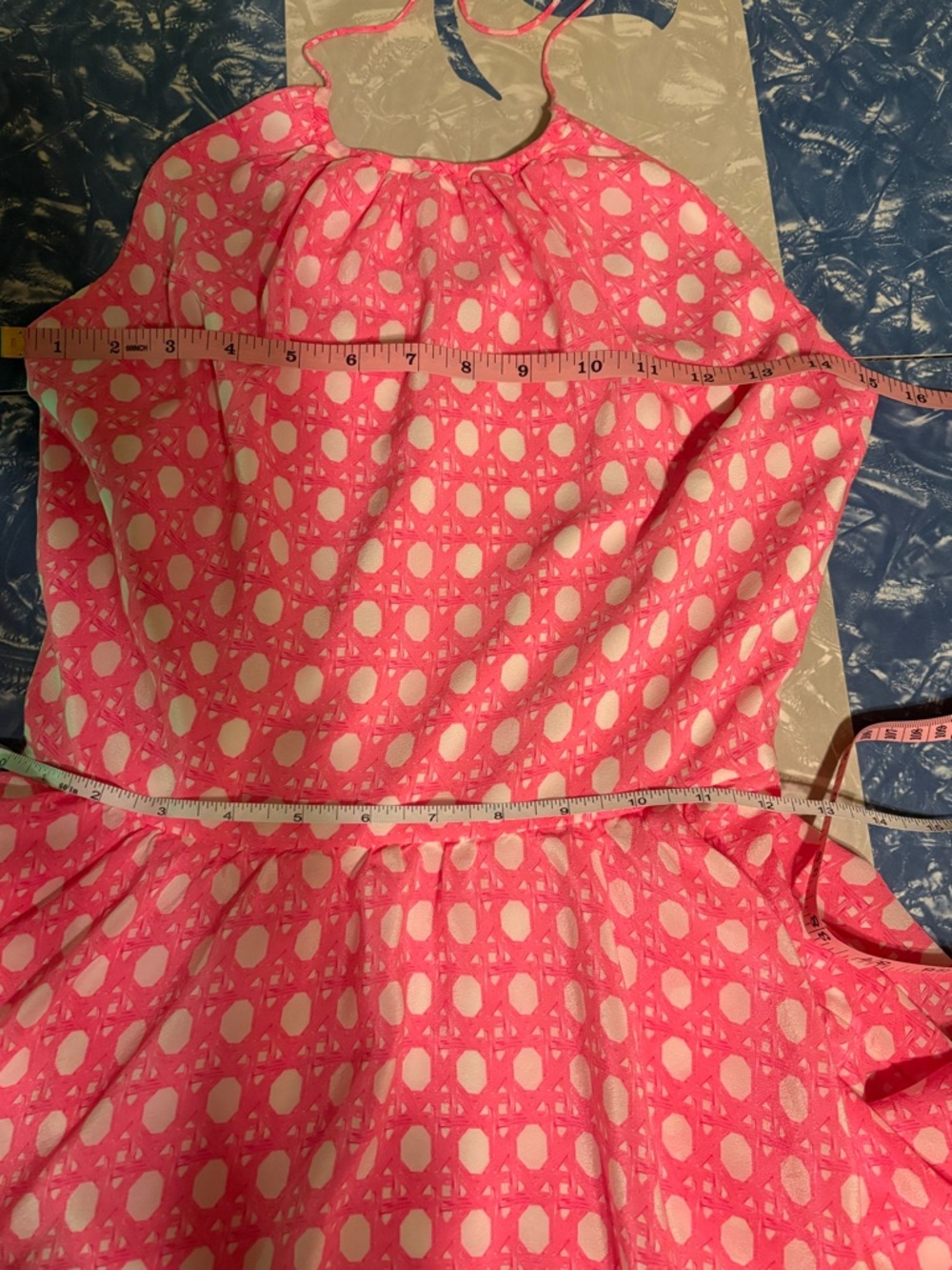 Vineyard Vines Pink and White Geometric Halter Dress - Picture 5 of 7